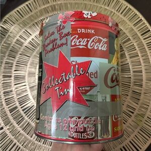 Coca-Cola Collectible Tin with Puzzle - Red and White
